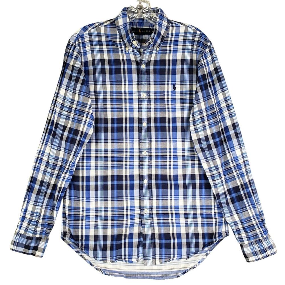 Polo Ralph Lauren Shirt Oxford Button Down LS Men’s Size Small S Blue Plaid - Picture 2 of 9